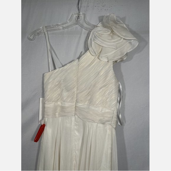 NWT $398‎ Mac Duggal [ 0 ] Rosette One Shoulder Tea Length Dress White - Picture 9 of 15